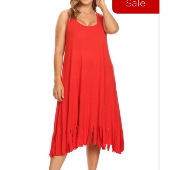 Canari Dresses & Skirts - Fringe Bottom Canary Red Tank Dress